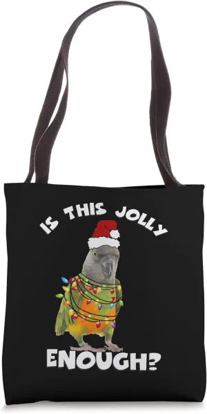 Senegal Parrot Jolly Santa with Lights Tote Bag