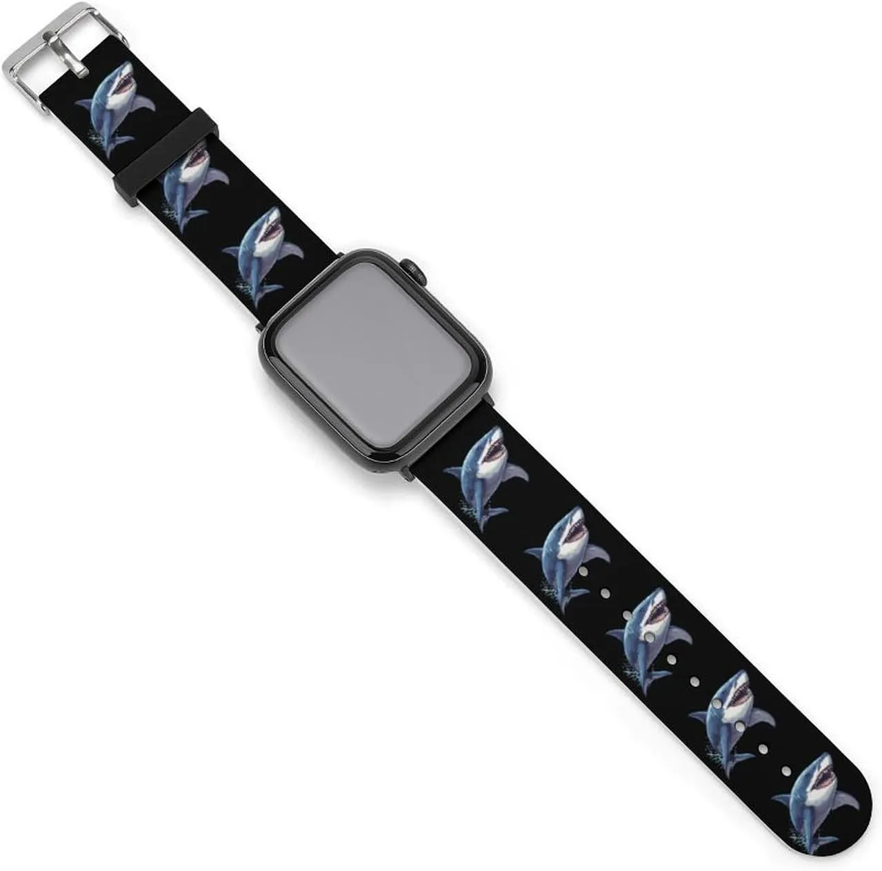 Shark Graphic Animal Art Adjustable Watch Band Compatible with IWatch Classic Soft Sports Watch Strap for Men Women