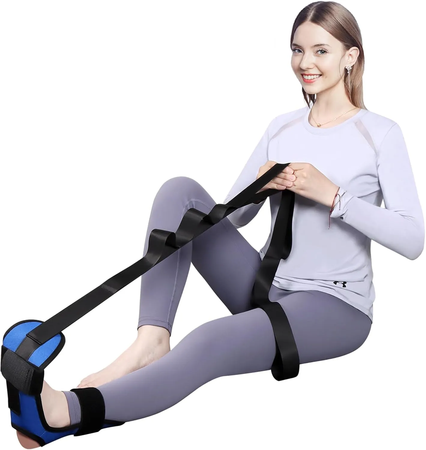 Sindax Yoga Strap, Leg and Calf Stretcher Strap with Adjustable Loops, Fascia Stretcher for Physical Therapy, Plantar Fasciitis Relief