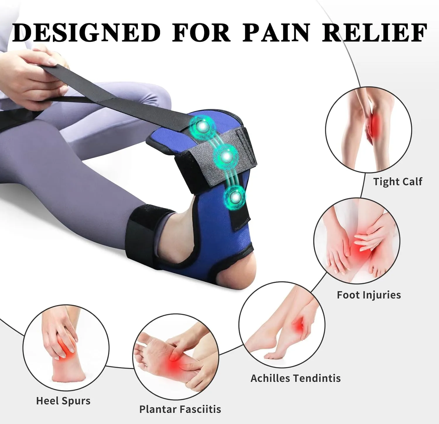 Sindax Yoga Strap, Leg and Calf Stretcher Strap with Adjustable Loops, Fascia Stretcher for Physical Therapy, Plantar Fasciitis Relief