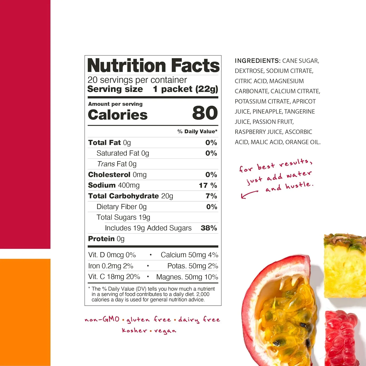 Skratch Labs Hydration Packets - Hydration Drink Mix, Fruit Punch (20ct) - Electrolyte Powder Packets Developed for Athletes and Sports Performance - Gluten Free, Vegan, Kosher