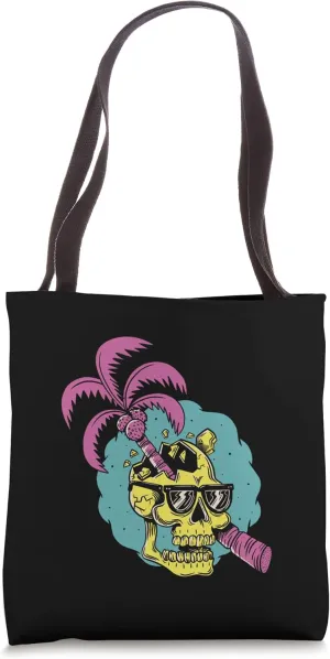 Skull And Palm Tree Summer Afterlife Skeleton Nature Tote Bag
