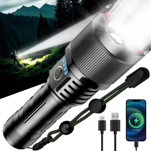 SKYFIRE Rechargeable Flashlights 3000 High Lumens, Gifts for Men Dad Fathers Day LED Powerful Super Bright Tactical Flashlight with Zoomable,Waterproof USB-C Handheld Flash Lights for Camping Hiking