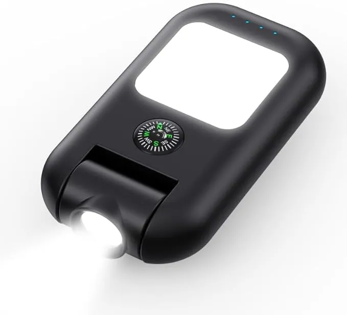 Small Compact Flashlight, Portable, Battery Powered, Black, 180-degree Adjustable Beam Angle, Emergency Charging, Perfect for Camping, Hiking, Biking