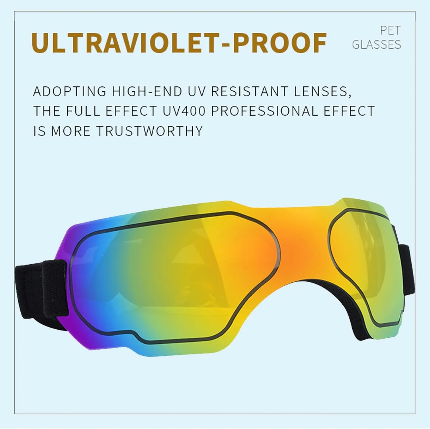 Small Dog Sunglasses, Dog Goggles with Adjustable Strap, UV Protection, Winproof & Snowproof