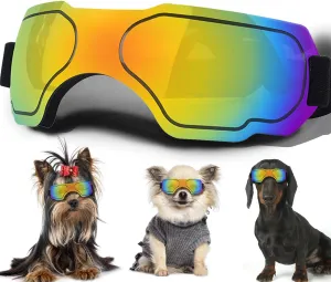Small Dog Sunglasses, Dog Goggles with Adjustable Strap, UV Protection, Winproof & Snowproof