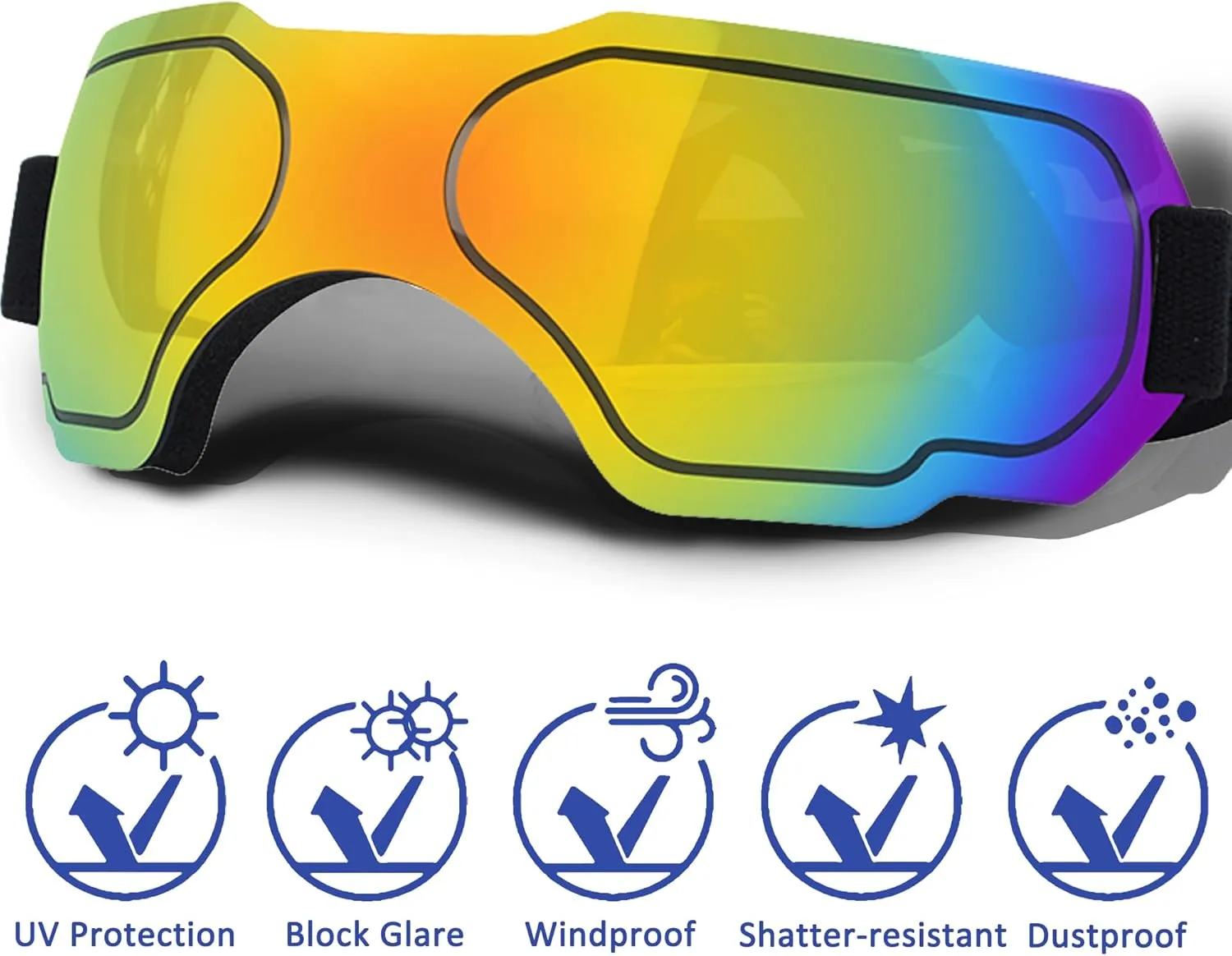 Small Dog Sunglasses, Dog Goggles with Adjustable Strap, UV Protection, Winproof & Snowproof