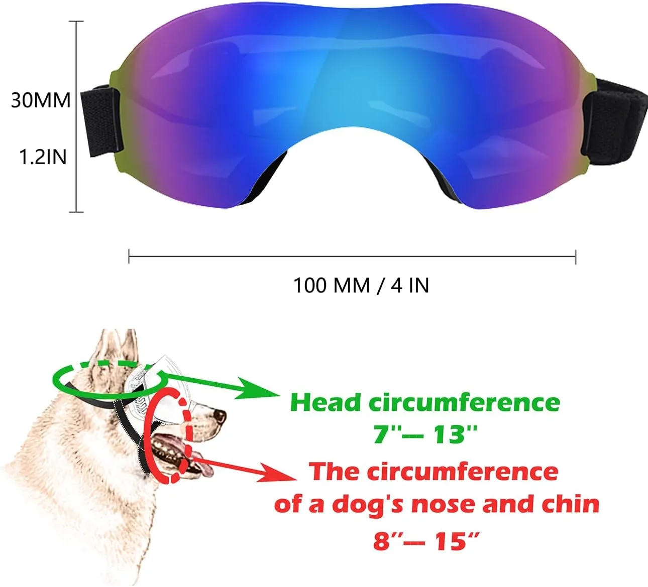 Small Dog Sunglasses, Dog Goggles with Adjustable Strap, UV Protection, Winproof, Snowproof