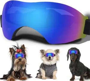 Small Dog Sunglasses, Dog Goggles with Adjustable Strap, UV Protection, Winproof, Snowproof