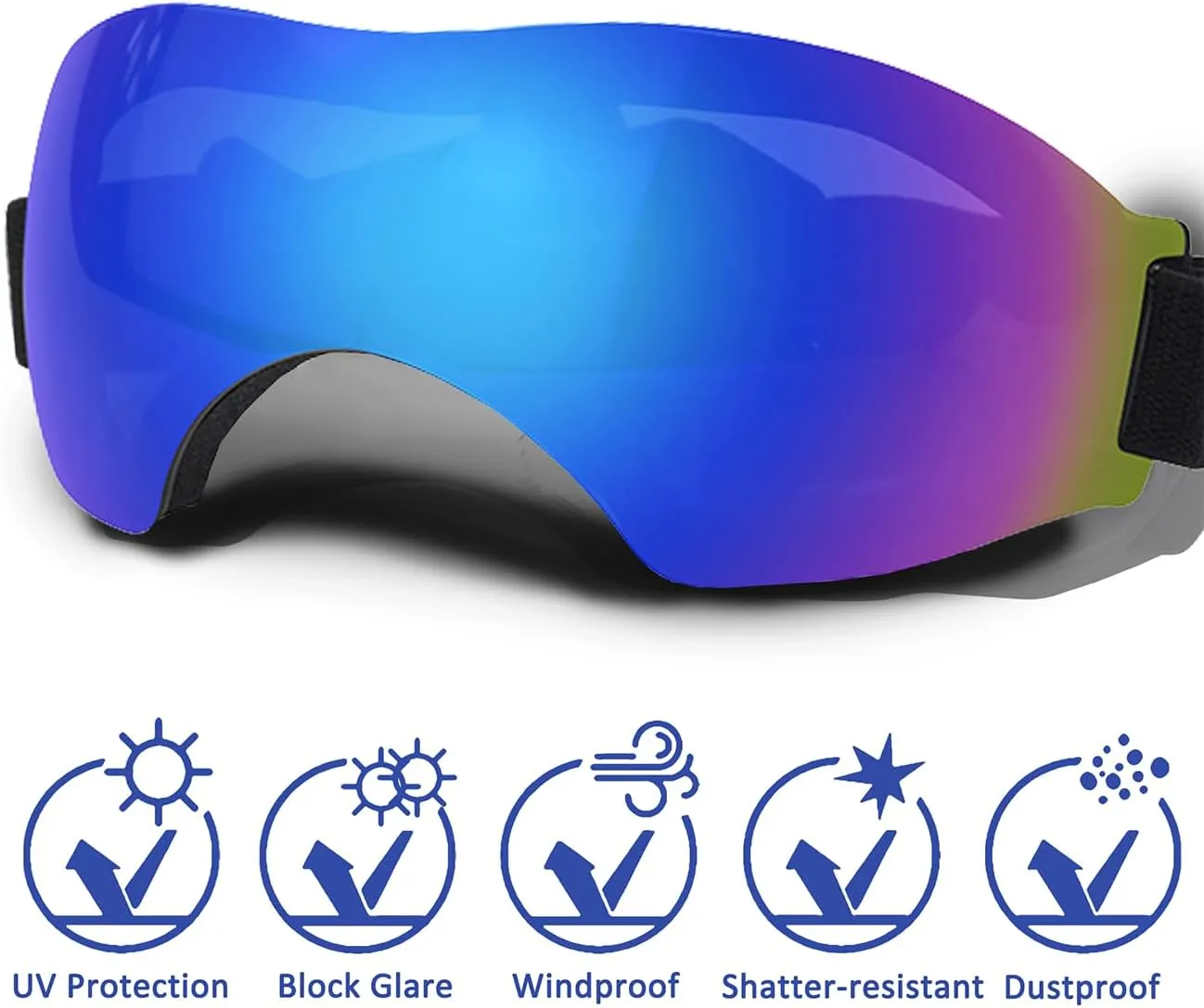 Small Dog Sunglasses, Dog Goggles with Adjustable Strap, UV Protection, Winproof, Snowproof