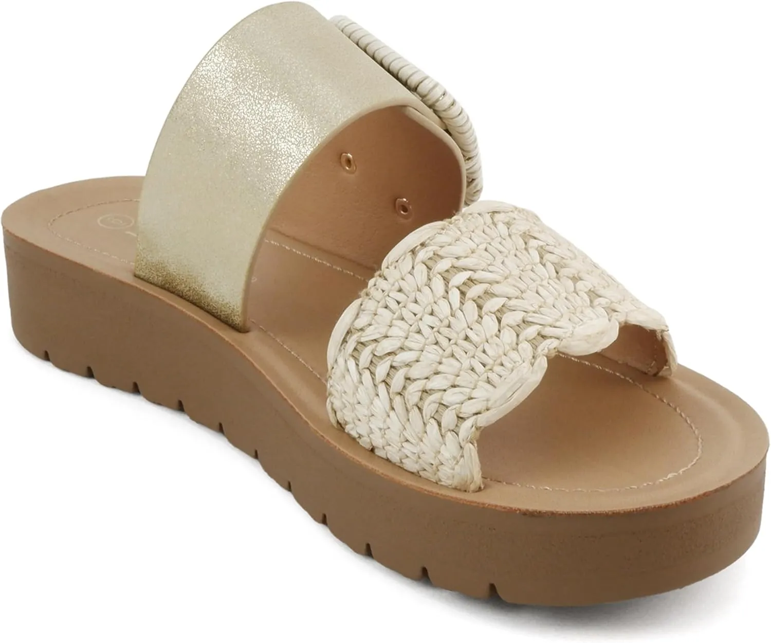 Soda “Cactus” ~ Women Open Toe Raffia Band Flatform Sandals with Buckle Strap