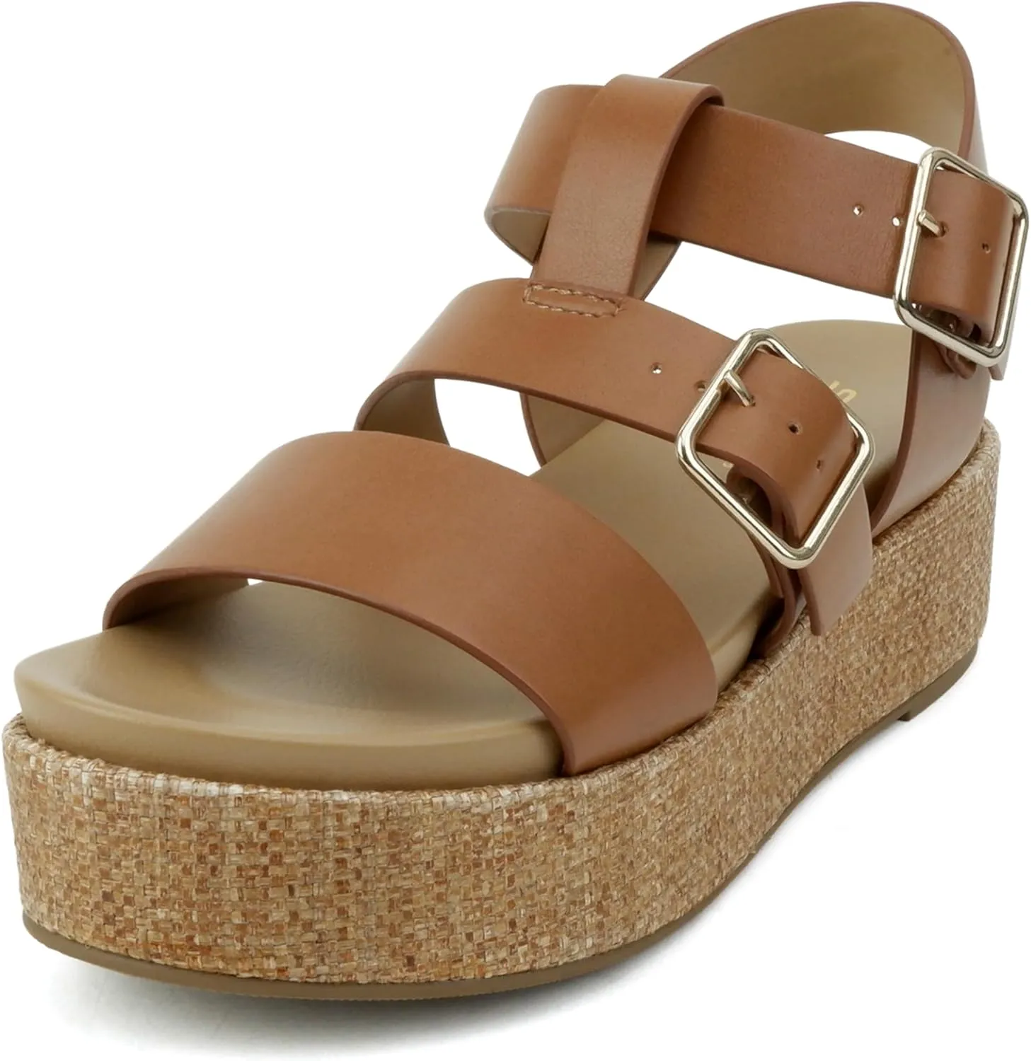 Soda “Drifter” ~ Women Flatform Multi Strap Double Buckle Open Toe Ankle Strap Platform Wedge Sandals
