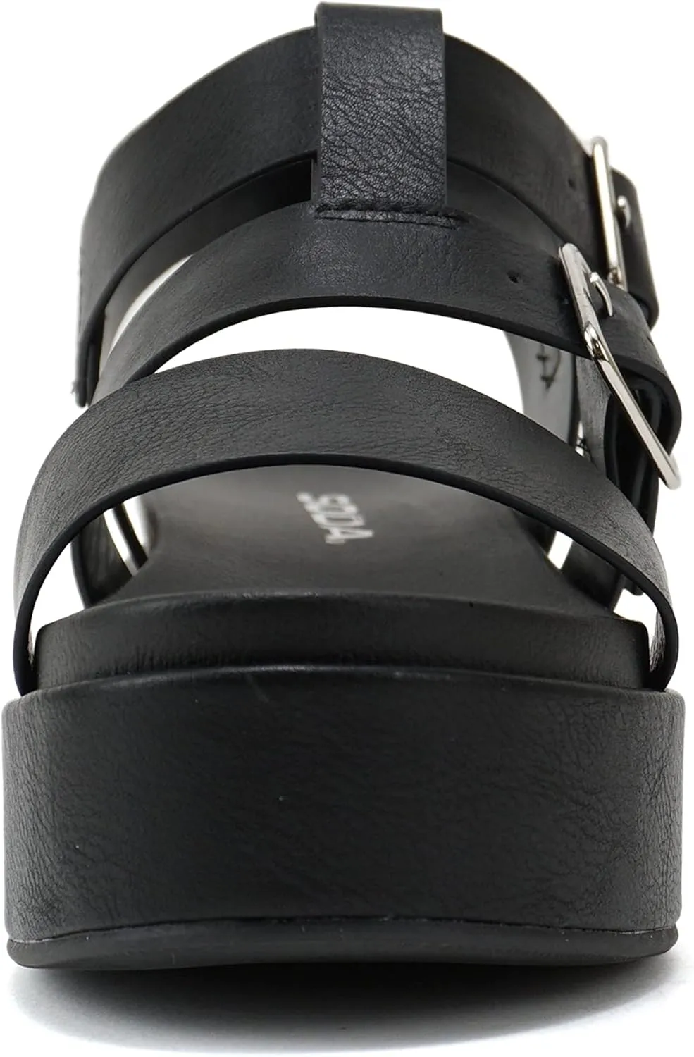 Soda “Drifter” ~ Women Flatform Multi Strap Double Buckle Open Toe Ankle Strap Platform Wedge Sandals