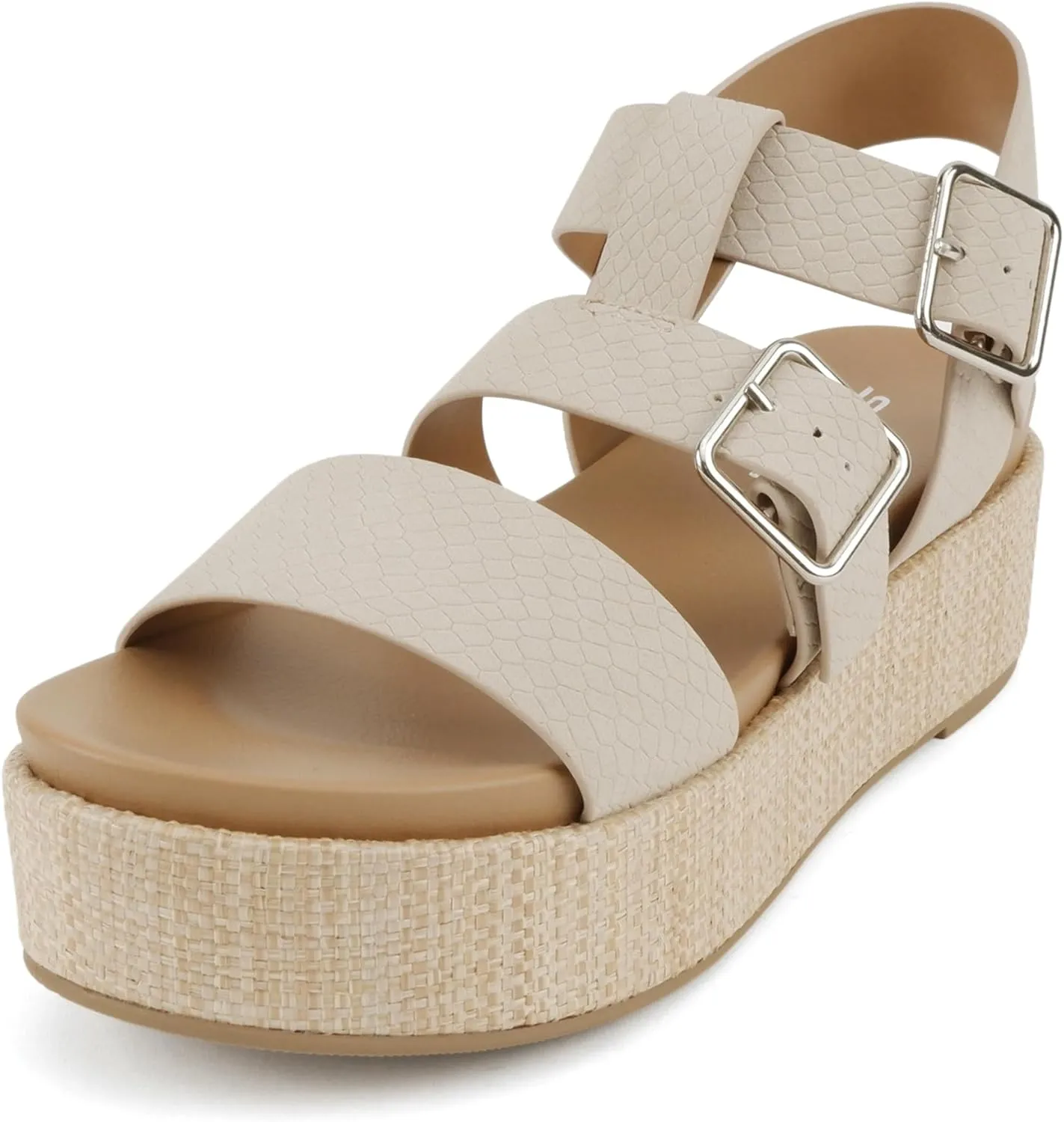 Soda “STELLAR” ~ Women Flatform Multi Strap Double Buckle Open Toe Ankle Strap Platform Wedge Sandals