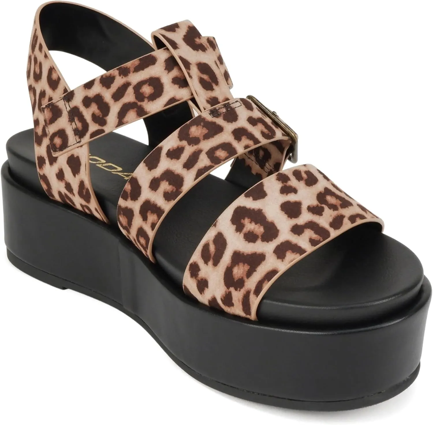 Soda “STELLAR” ~ Women Flatform Multi Strap Double Buckle Open Toe Ankle Strap Platform Wedge Sandals