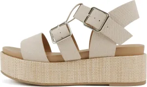 Soda “STELLAR” ~ Women Flatform Multi Strap Double Buckle Open Toe Ankle Strap Platform Wedge Sandals