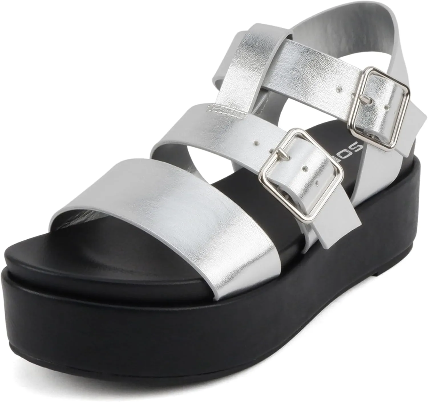 Soda “STELLAR” ~ Women Flatform Multi Strap Double Buckle Open Toe Ankle Strap Platform Wedge Sandals