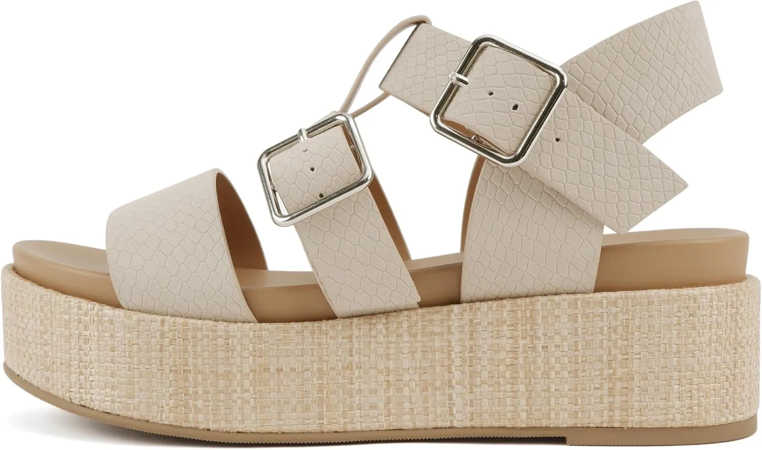 Soda “STELLAR” ~ Women Flatform Multi Strap Double Buckle Open Toe Ankle Strap Platform Wedge Sandals