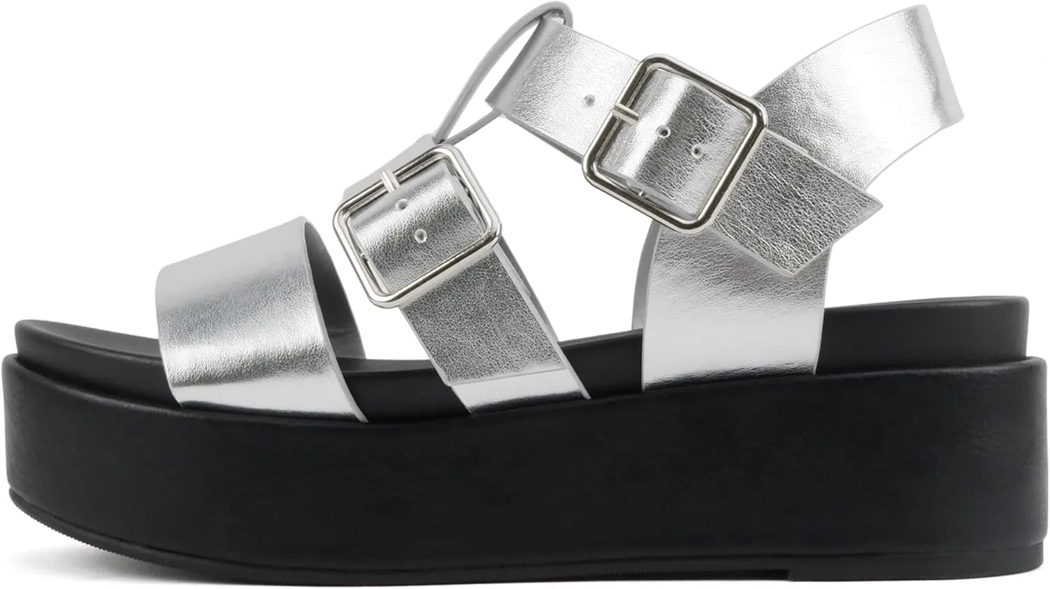 Soda “STELLAR” ~ Women Flatform Multi Strap Double Buckle Open Toe Ankle Strap Platform Wedge Sandals