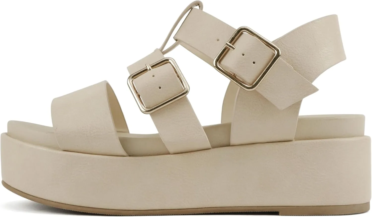 Soda “STELLAR” ~ Women Flatform Multi Strap Double Buckle Open Toe Ankle Strap Platform Wedge Sandals