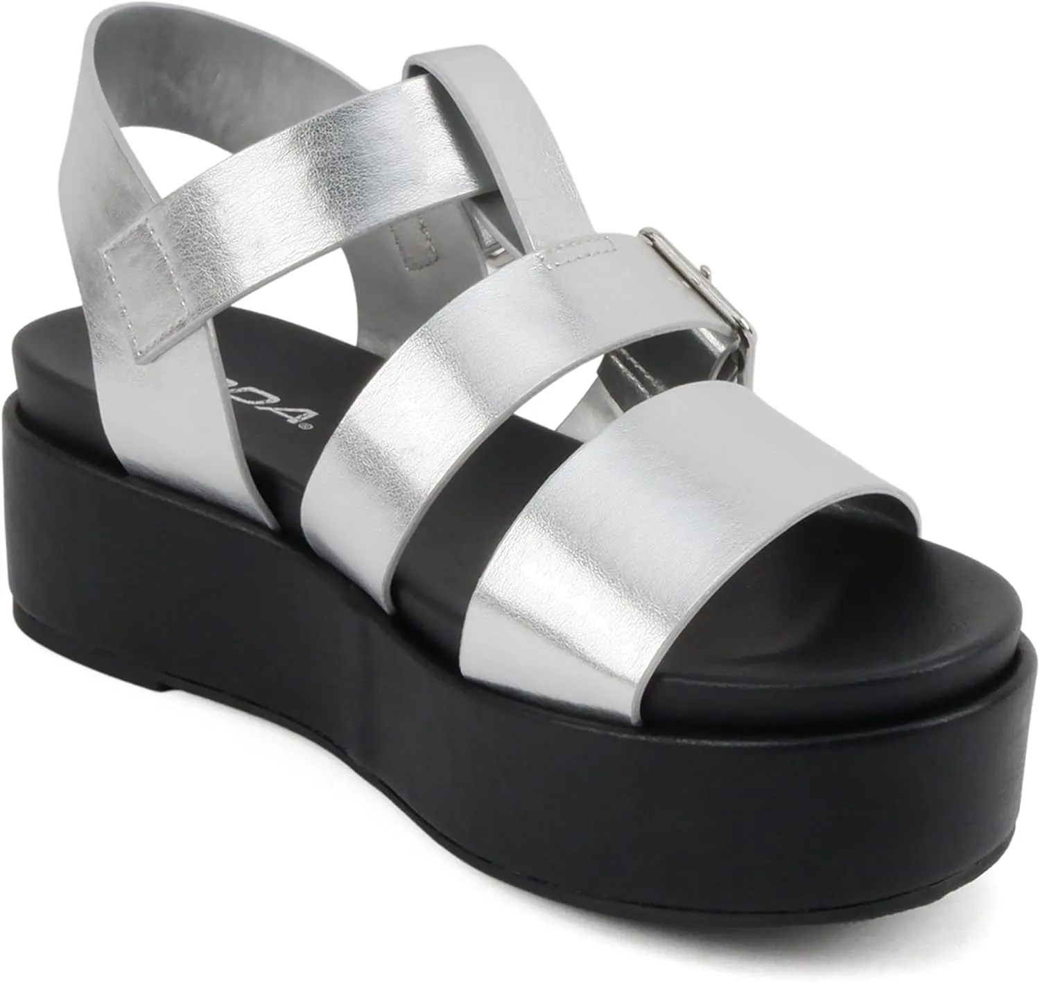 Soda “STELLAR” ~ Women Flatform Multi Strap Double Buckle Open Toe Ankle Strap Platform Wedge Sandals