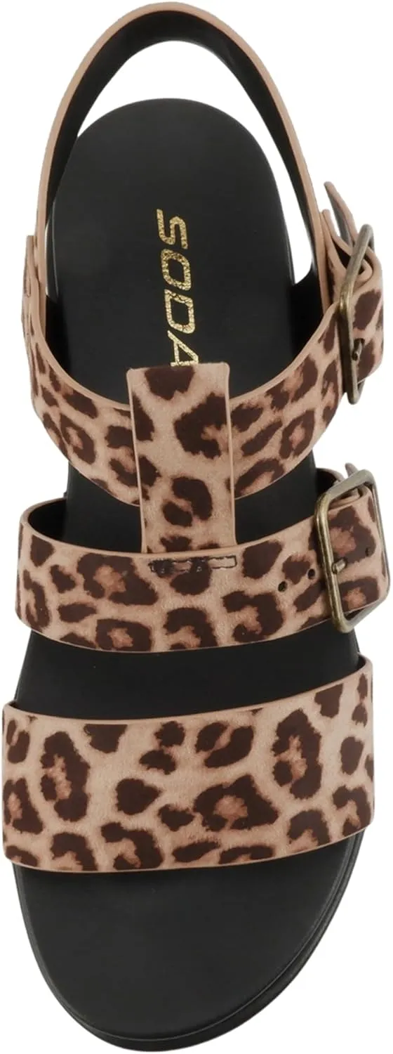 Soda “STELLAR” ~ Women Flatform Multi Strap Double Buckle Open Toe Ankle Strap Platform Wedge Sandals