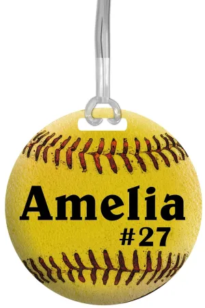 Softball Gifts for Girls Team, Teen Stocking Stuffer, Personalized Backpack Name Tag for Bat Bag, Players Luggage ID for Suitcase