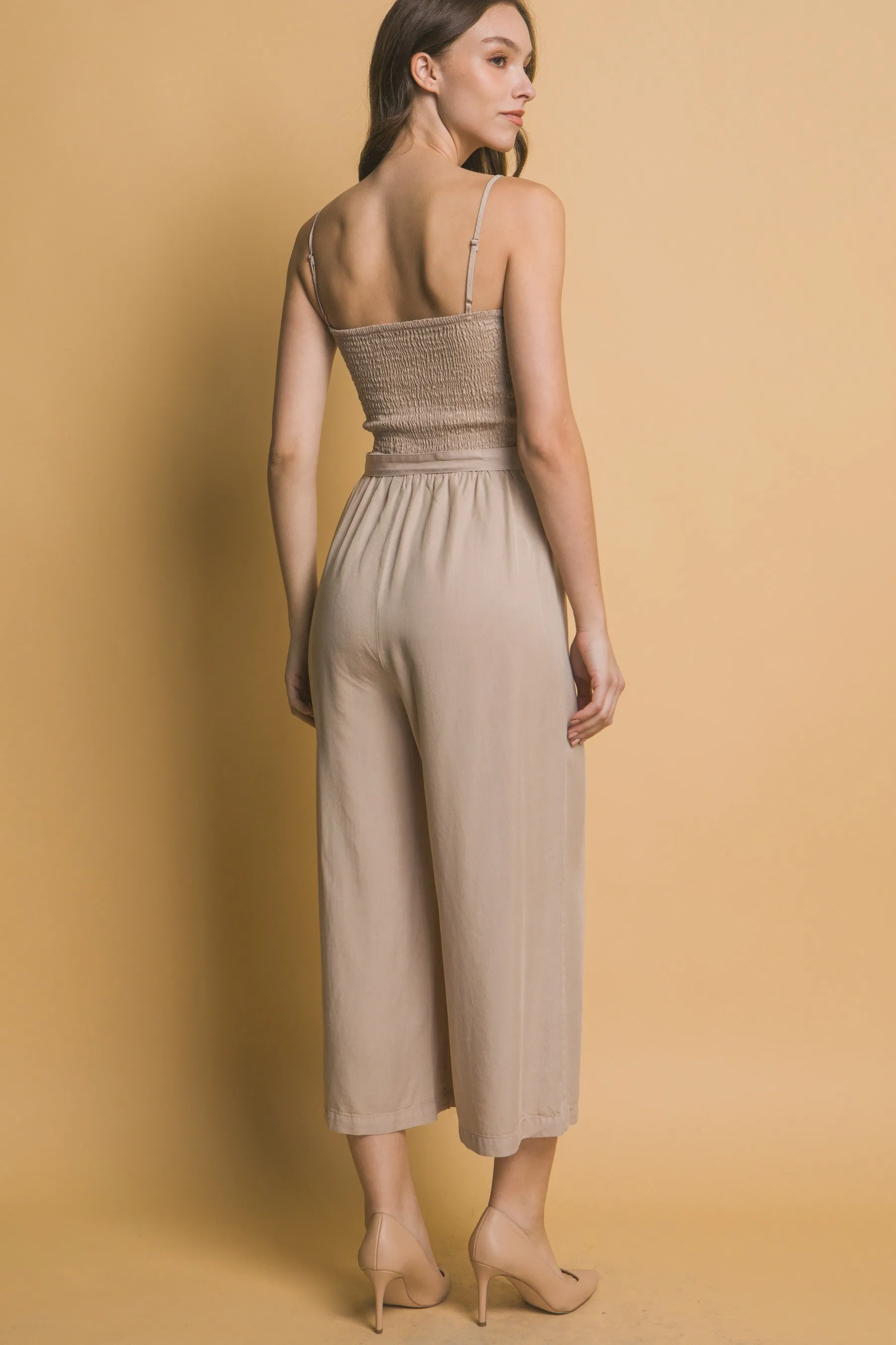 Spaghetti Strap Smocked Jumpsuit