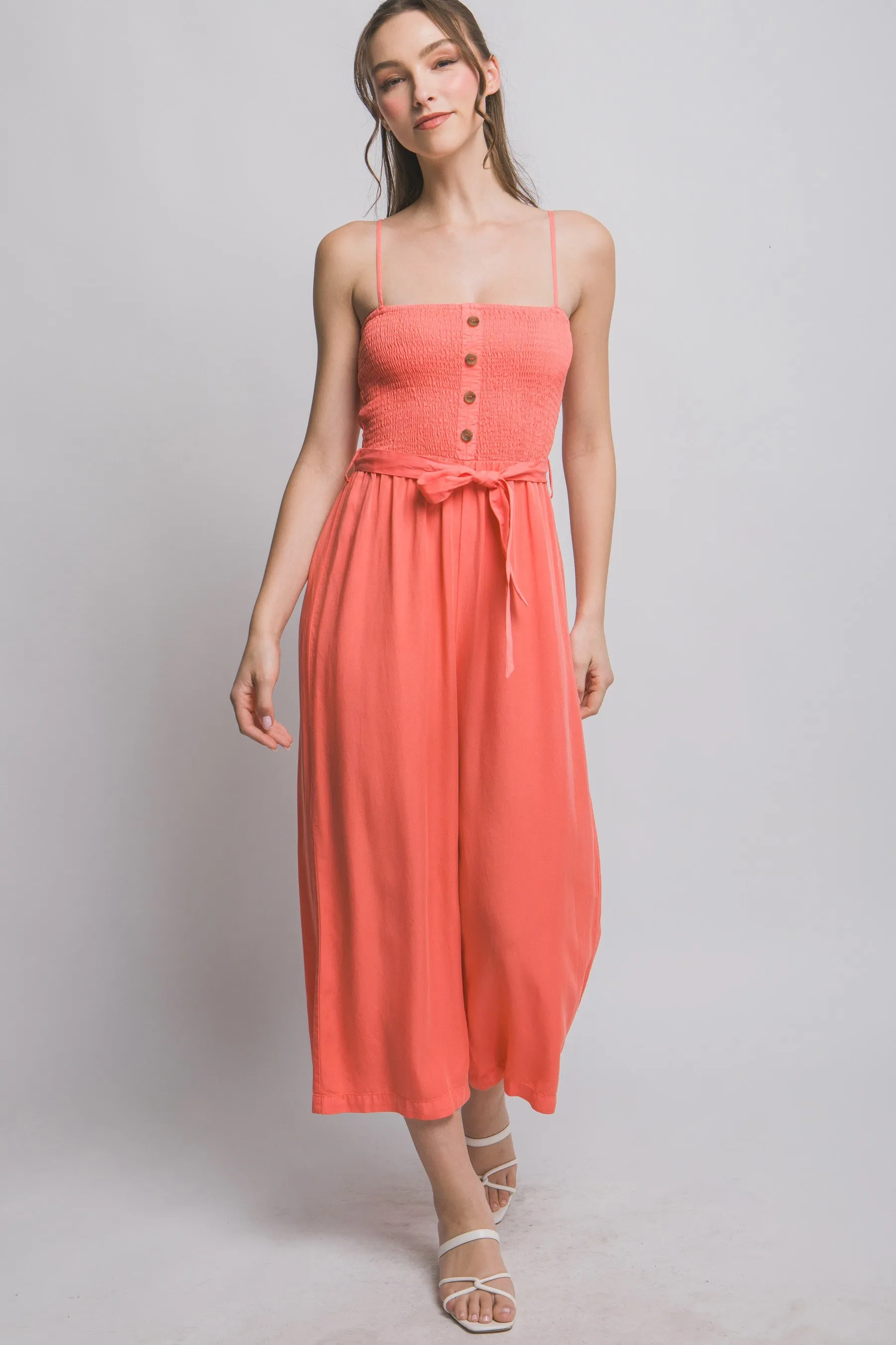 Spaghetti Strap Smocked Jumpsuit
