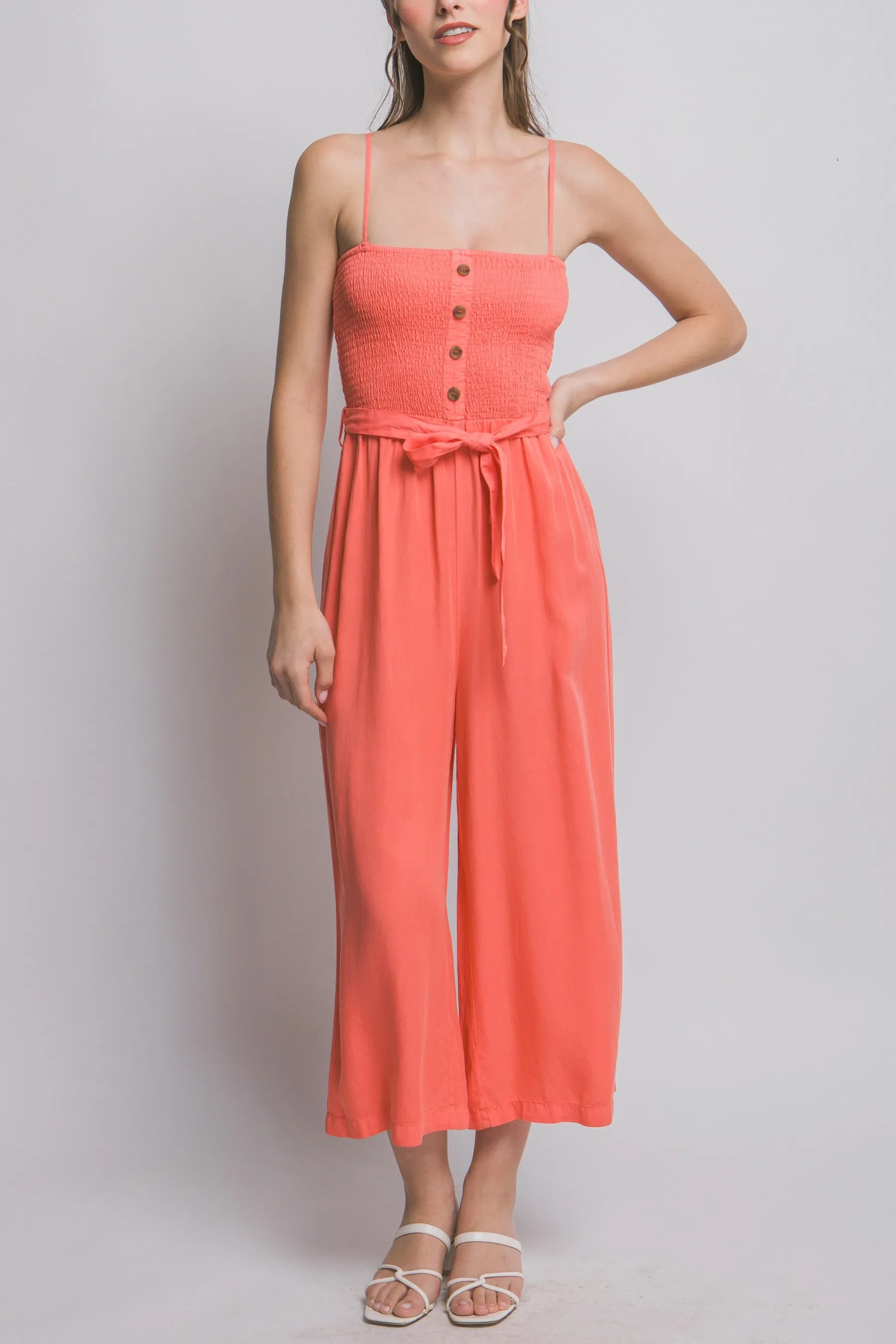 Spaghetti Strap Smocked Jumpsuit
