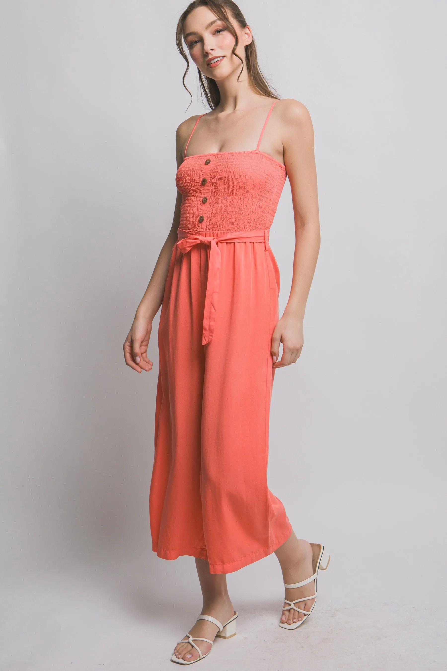 Spaghetti Strap Smocked Jumpsuit