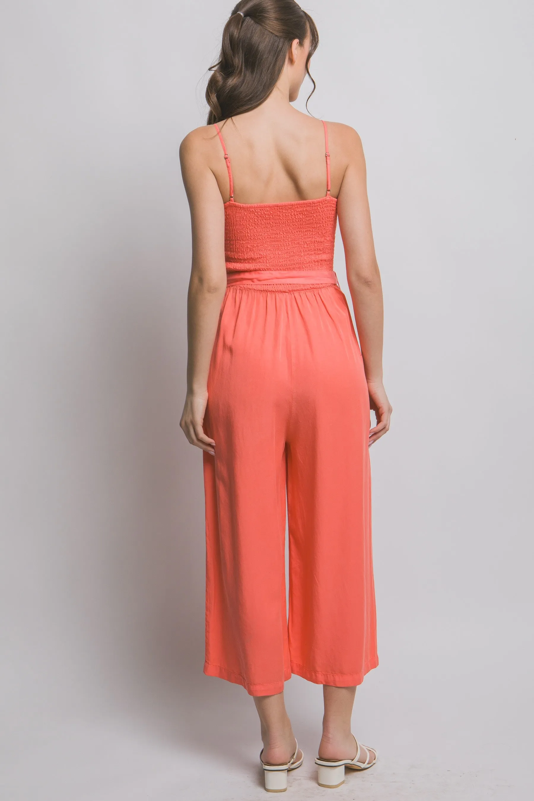 Spaghetti Strap Smocked Jumpsuit