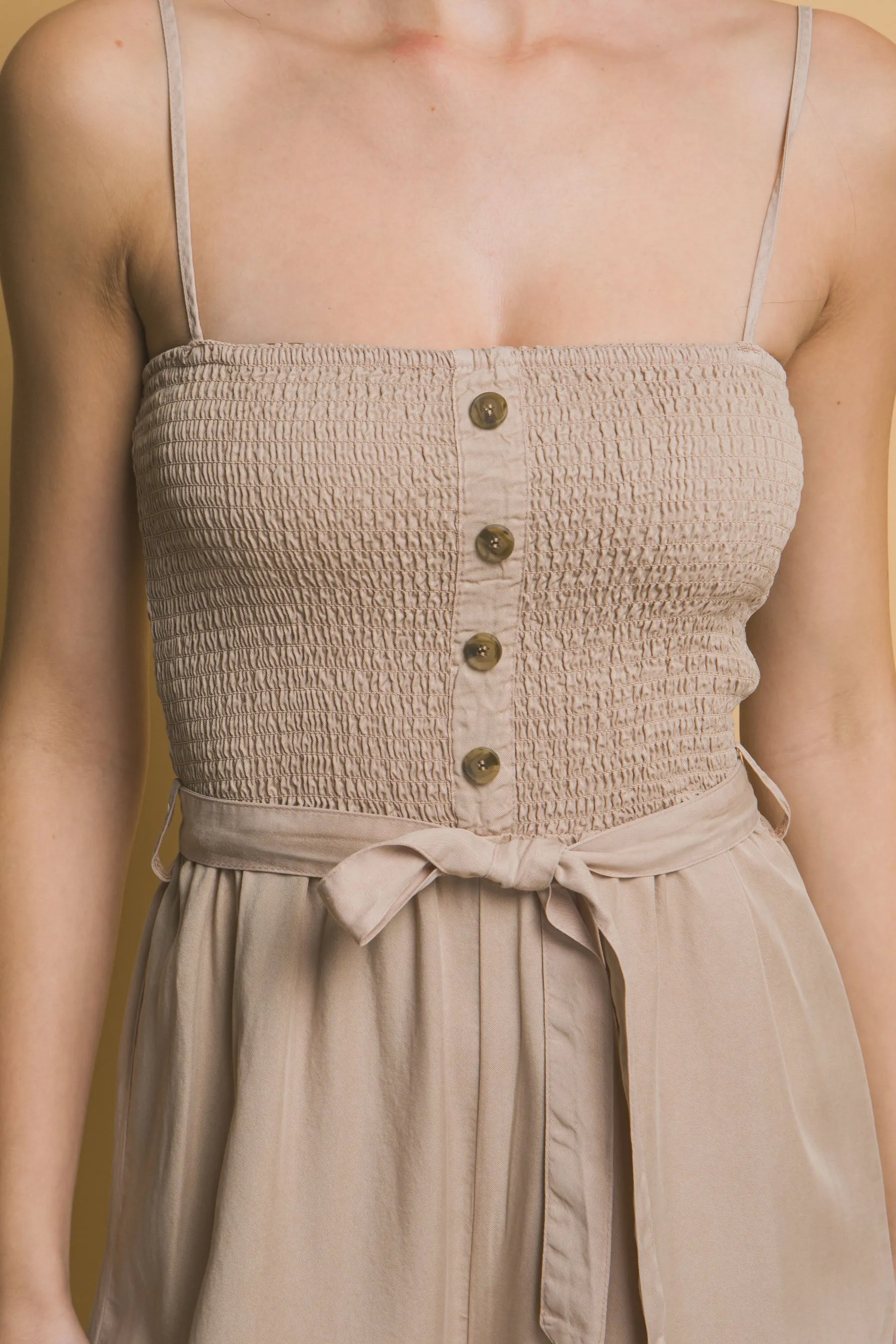 Spaghetti Strap Smocked Jumpsuit