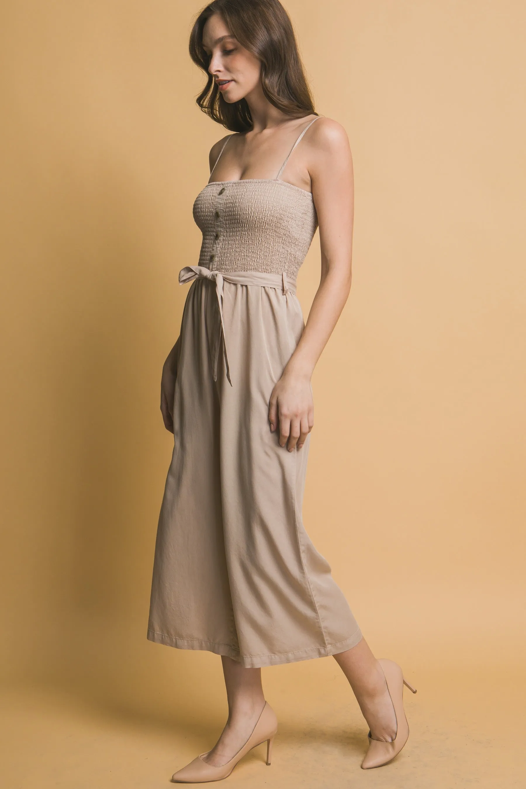 Spaghetti Strap Smocked Jumpsuit