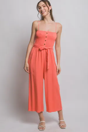 Spaghetti Strap Smocked Jumpsuit