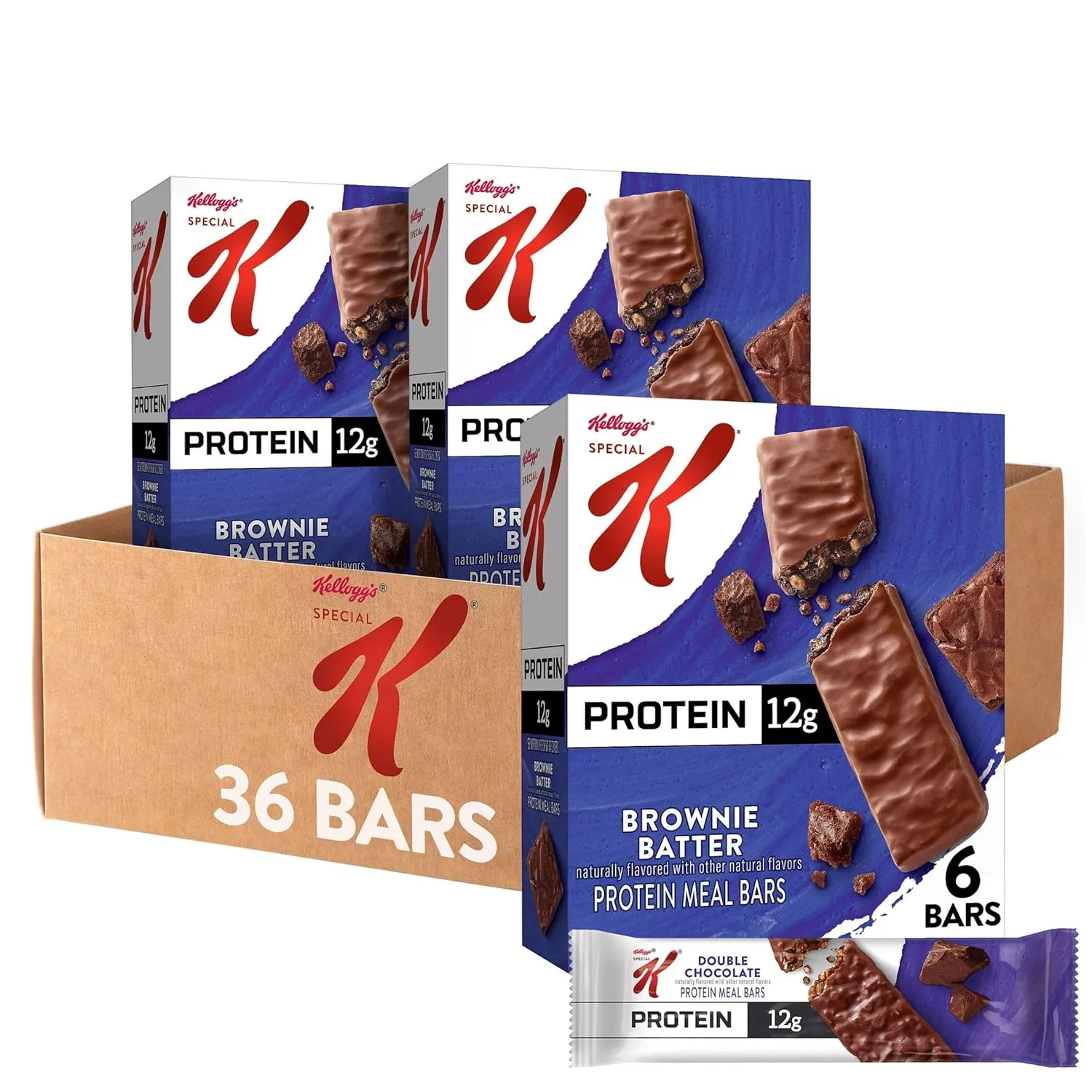 Special K Bar Protein Meal Bars, 12g of Protein, Good Source of Fiber, Brownie Batter (6 Boxes, 36 Bars)