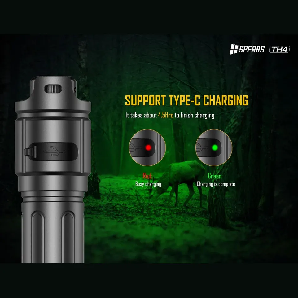 SPERAS TH4 IR KIT Zoomable & Dimmable & Rechargeable 4-in-1 Hunting Flashlight Kit