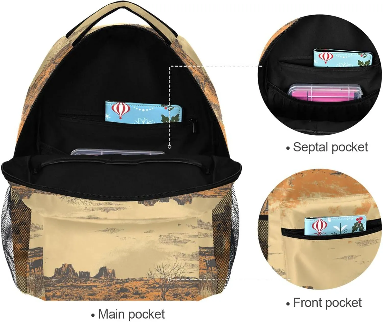 Sport Backpack for Men and Women Fashion Outdoor Backpack with Chest Strap Gift Men & Women Western Cowboy Boots Cow Vast Wilderness