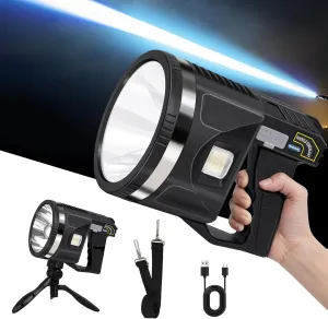 Spotlight Maximum 1500 Lumens, Super Bright LED Spotlight Flashlight with Cob Light, Strap and 90° Adjustable Tripod, 24000mAh Long Lasting IPX7 Waterproof Handheld Spot Lights Outdoor, XXL
