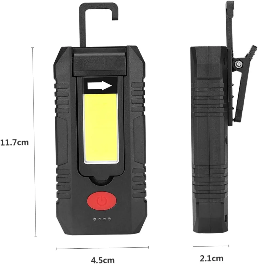 STOBOK Magnetic USB Rechargeable Flashlight with Cob LED Camping Lamp Multi Function Portable with Clip and Strong for Emergency Use