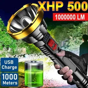Strong Light Ultra-Bright LED Flashlight USB Charging long-range 1000 meters 100000LM 4-Core P500 wick Waterproof Ultra-long Flashlight Built-in Large Capacity Rechargeable Battery