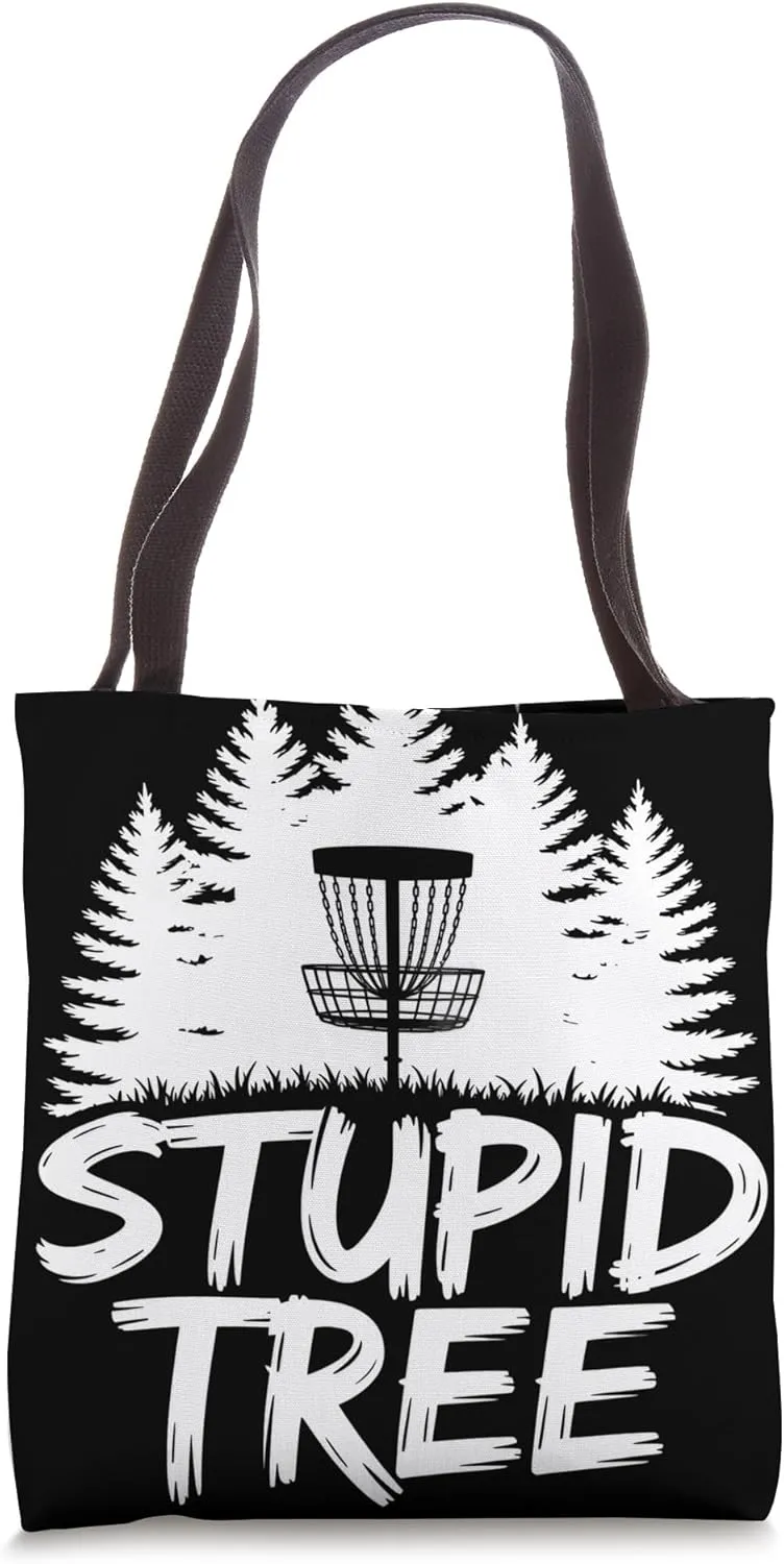Stupid Tree Frisbee Player Funny Disc Golf Tote Bag
