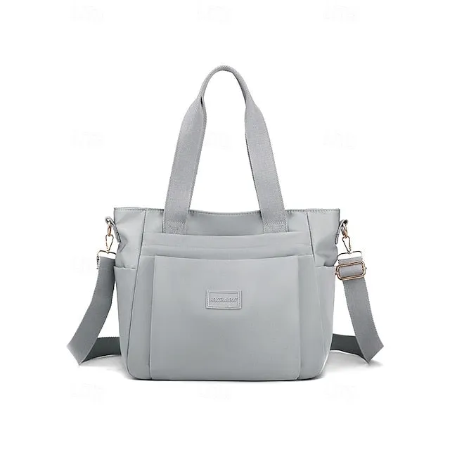 Stylish Waterproof Nylon Tote and Crossbody Bag with Multiple Pockets