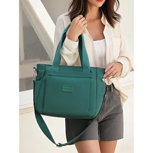 Stylish Waterproof Nylon Tote and Crossbody Bag with Multiple Pockets