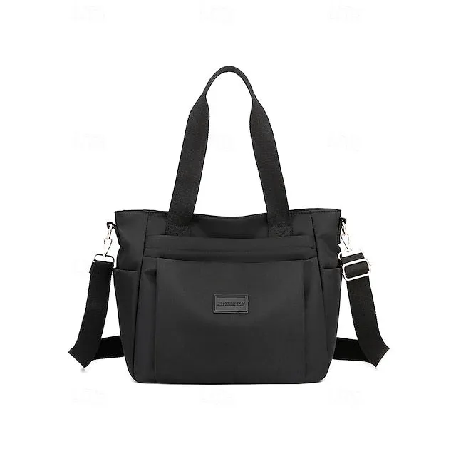 Stylish Waterproof Nylon Tote and Crossbody Bag with Multiple Pockets