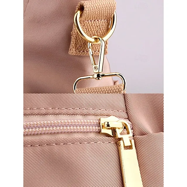 Stylish Waterproof Nylon Tote and Crossbody Bag with Multiple Pockets
