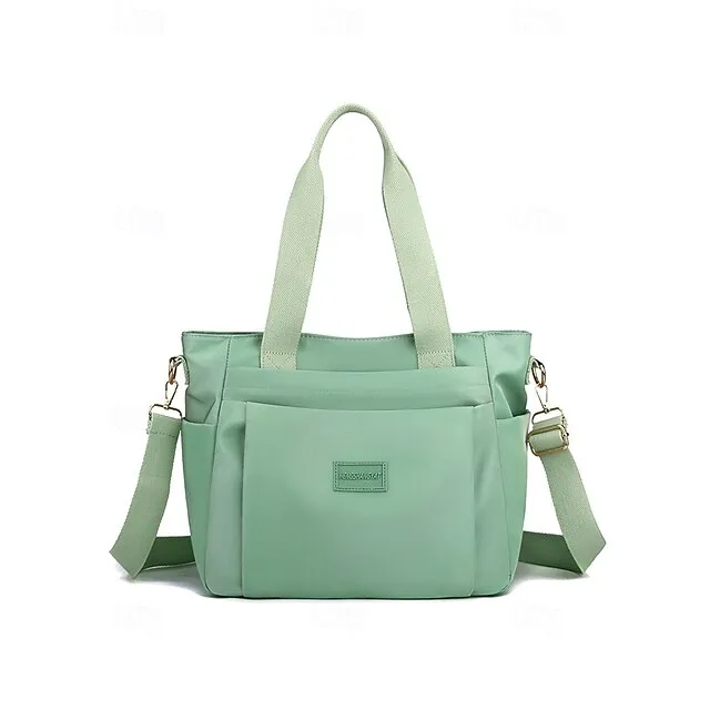 Stylish Waterproof Nylon Tote and Crossbody Bag with Multiple Pockets