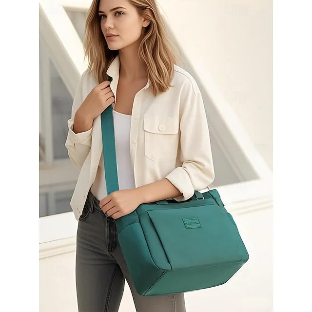 Stylish Waterproof Nylon Tote and Crossbody Bag with Multiple Pockets