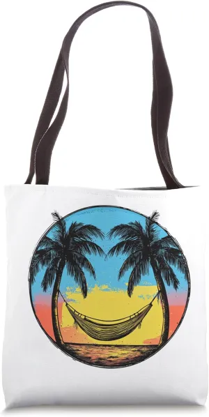 Sunset And Palm Tree Tote Bag