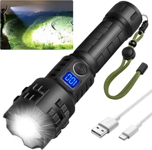 Super Bright Flashlight High Lumens Rechargeable, 100000 Lumen Xhp70.2 Powered Led Flashlights Brightest Flash Light, Powerful Handheld Tactical Flashlights for Camping, Emergency